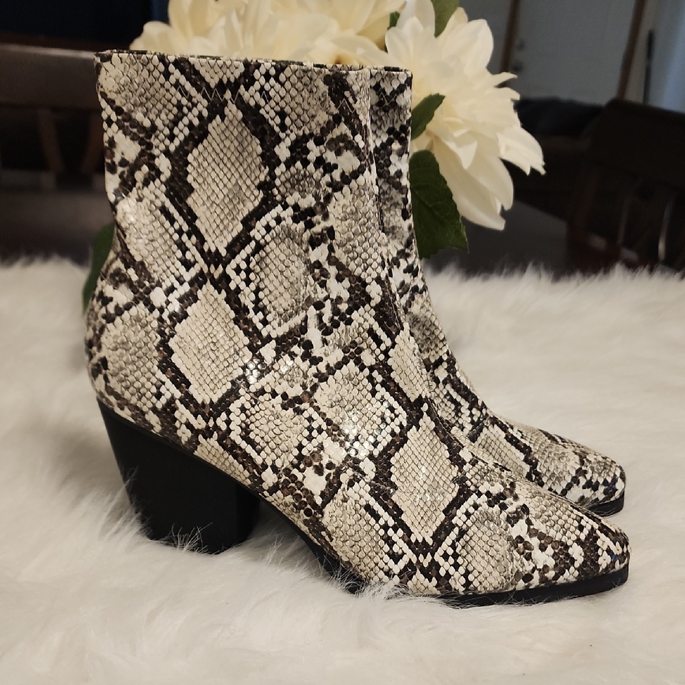Snake Print Ankle Boots